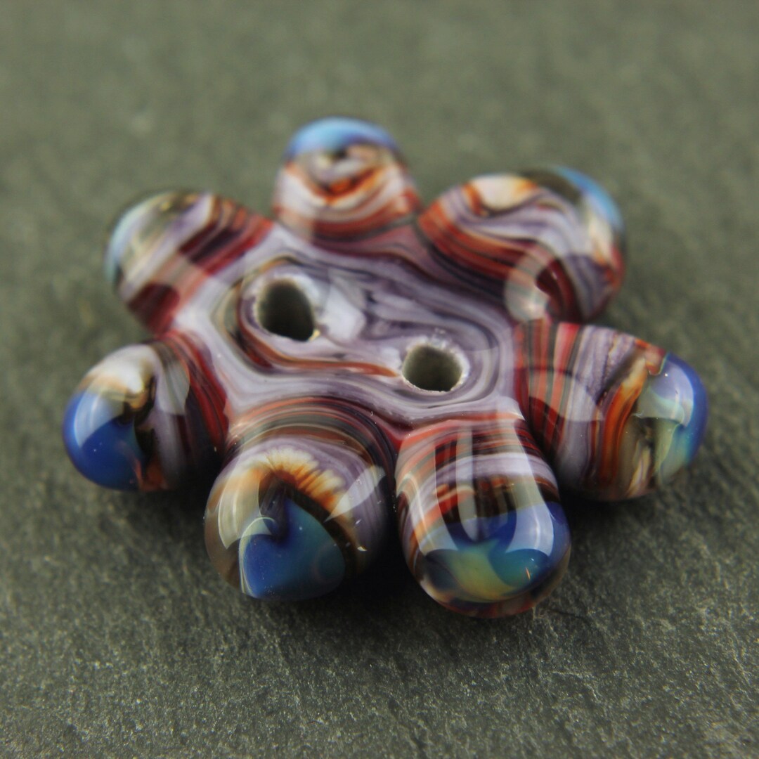 Glass Flower Button, Lampwork Etsy