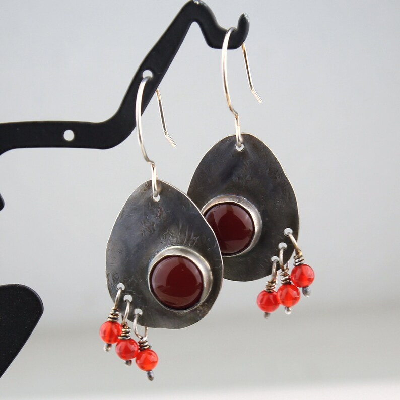 Sterling Silver Earrings, Carnelian Gemstones, Dangle Earrings image 4