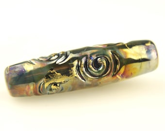 Lampwork Glass Beads, Long Iridescent Focal