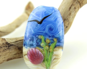 Lampwork Glass Focal Bead Ocean Beach