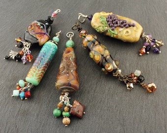 Add On ONLY- BEAD NOT included, Pendant Upgrade, Lampwork Glass Bead Pendant with Sterling Silver and Crystals