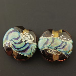 Lampwork Glass Beads, Lentil Earring Pair