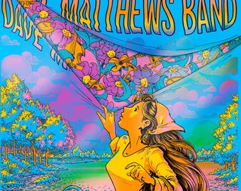 Dave Matthews Band - Rainbow HoloFoil, Virginia Beach, VA 2024 - Official Hand Printed Poster