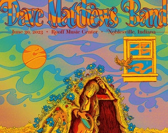 Dave Matthews Band - Rainbow HoloFoil, Noblesville, IN 2023 - Official Hand Printed Poster