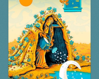 Afternoon, Watering The Moon - Art Print by James Flames