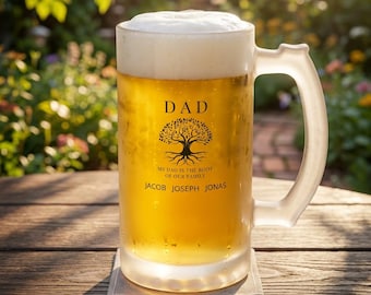 Regalo personalizado para el Día del Padre / Jarra de cerveza de vidrio esmerilado personalizada / Regalo de cumpleaños para él, regalo para el abuelo / Regalo del Día del Padre / Jarra de cerveza de vidrio personalizada