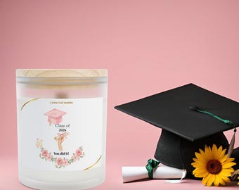 Vela de graduación personalizada / Vela de graduación de la promoción de 2026 / Vela de graduación con diseño floral rosa / Regalo para ella