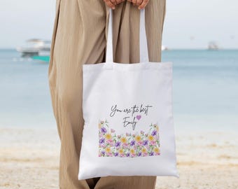 Bolsa de regalo personalizada para mujer, bolso de mano floral personalizado con nombre, regalo para el Día de la Madre, regalo de cumpleaños, regalo para ella, regalo de moda