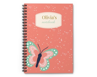 Cuaderno personalizado de mariposas / Diario personalizado de mariposas místicas / Material escolar estético de mariposas / Lindo regalo de regreso a clases para ella