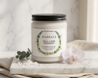 Vela personalizada de sal marina y orquídea / Vela de sal marina y orquídea / Vela de soja con flores frescas / Vela de aromaterapia / Regalo para un día de spa