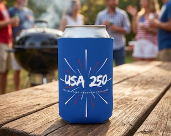 Enfriador de latas vintage de EE. UU. para 250 latas, celebrando la libertad 1776 - 2026. Soporte retro para cerveza del 4 de julio. Regalo desgastado para el Día de la Independencia.