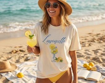 Camiseta Limoncello Estilo Italiano Verano / Camiseta de Moda Limoncello con Estampado Gráfico / Ropa de Vacaciones en la Costa Amalfitana / Lindo Regalo de Verano para Ella