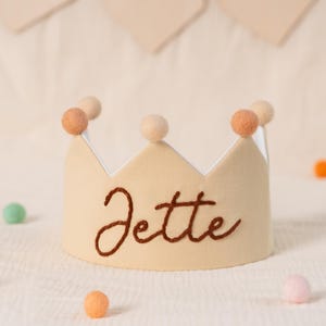 Corona di lino ricamata a mano per compleanno di bambini e ragazzi, regali personalizzati, ricordo per il primo compleanno, cappello di compleanno neutro, occasioni speciali