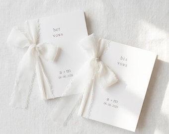 Set of 2 Personalized Wedding Vow Books, Customized Wedding Vow Book, Ribbon gift for Bride and Groom