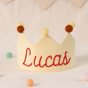 Corona di lino ricamata a mano per compleanno di bambini e ragazzi, regali personalizzati, ricordo per il primo compleanno, cappello di compleanno neutro, occasioni speciali