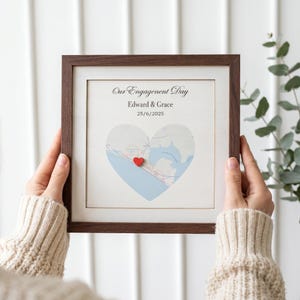 Framed Engagement Map Gift, Unique Personalized Printable Engagement Map, Where it All Began Map, Wedding Location Gift