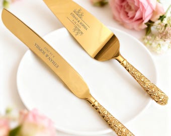 Personalized Wedding Cake Cutting Set - Engraved Knife & Server for Wedding - Marriage gift | Matrimonial Ceremony
