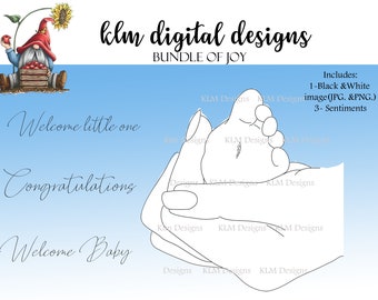 Bundle of Joy-Black & White Digital Stamp, Clip Art, Paper Crafting, Stamps, Stamping Supplies