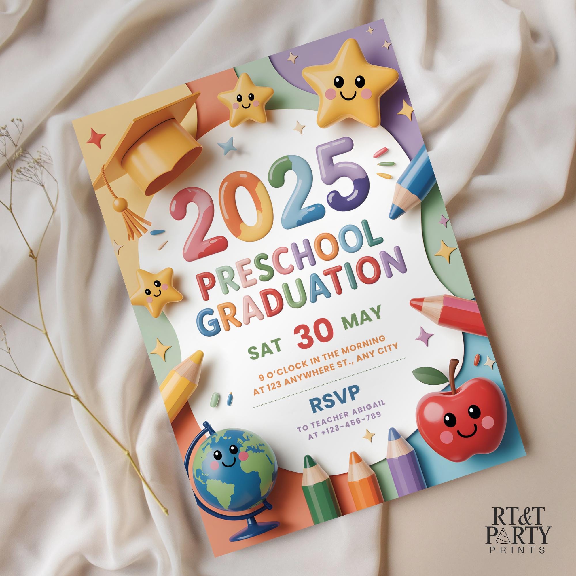 Kinder Invit Preschool Graduation Invitation Announcement Kinder Pre K Grad Ceremony ...