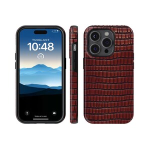 Dark Red Bordeaux Crocodile Faux Leather Phone Case, Luxury Textured Cover for iPhone, Samsung, Google Pixel, red leather phone case, dark red phone case, Bordeaux phone case, faux leather case, crocodile phone case, luxury phone case, textured phone cover, shockproof case, stylish phone case, iPhone case, Samsung case, Google Pixel case, unique phone case, handmade phone cover, durable case, elegant phone case, premium phone case, fashion phone case, leather skin phone case,