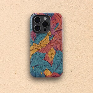 Funda para iPhone, funda para Samsung Galaxy, funda colorida para teléfono, funda para teléfono con hojas de otoño, accesorio para teléfono, regalo para amantes del otoño, funda para teléfono con hojas