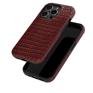 Dark Red Bordeaux Crocodile Faux Leather Phone Case, Luxury Textured Cover for iPhone, Samsung, Google Pixel, red leather phone case, dark red phone case, Bordeaux phone case, faux leather case, crocodile phone case, luxury phone case, textured phone cover, shockproof case, stylish phone case, iPhone case, Samsung case, Google Pixel case, unique phone case, handmade phone cover, durable case, elegant phone case, premium phone case, fashion phone case, leather skin phone case,