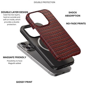 Dark Red Bordeaux Crocodile Faux Leather Phone Case, Luxury Textured Cover for iPhone, Samsung, Google Pixel, red leather phone case, dark red phone case, Bordeaux phone case, faux leather case, crocodile phone case, luxury phone case, textured phone cover, shockproof case, stylish phone case, iPhone case, Samsung case, Google Pixel case, unique phone case, handmade phone cover, durable case, elegant phone case, premium phone case, fashion phone case, leather skin phone case,