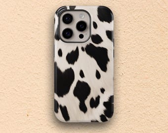 Cowhide Print iPhone Case, Faux Fur Phone Case, Cow Print, case for iPhone, cowboy case, Western Phone Cover, Gift for Her, cow case