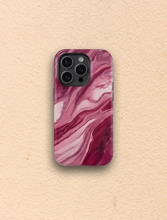 Burgundy Marble Phone Case, Colourful Marble Case, Red Phone Case