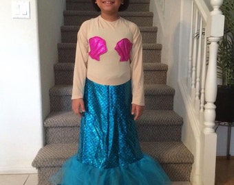 Turquoise mermaid costume with tulle skirt size 6/8