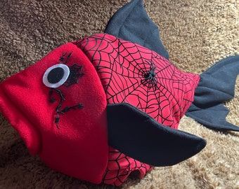 Red spider web fish costume