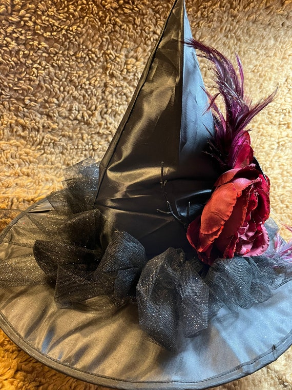 Burgundy Flower Witch Hat - Etsy display picture 3