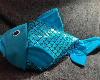 Large scale turquoise fish costume