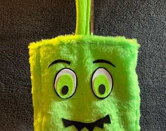Lime green monster treat bag