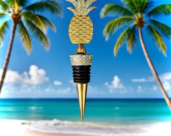 Gold Ananas Weinverschluss: Kristall Barware, Tropisches Party Dekor