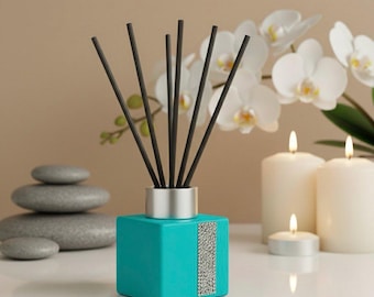 Reed Diffuser Bottle 50 ml • Refillable Glass Aroma Bottle • Handmade Rhinestone Design