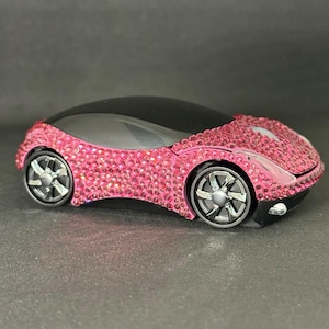 Luxury Car-Shaped Computer Mouse Adorned with Pink Rhinestones, Porsche