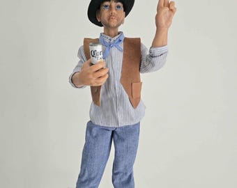 Country Man/16 inches Tall/Designer Collectable Ceramic Doll/One of a Kind/Handmade
