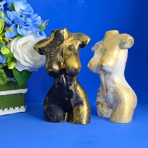 Handmade Eco Resin Female Torso Sculpture - Custom Painted 9&quot;