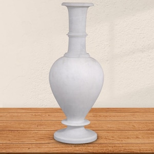Handmade White Marble Flower Vase: Large Minimalist Table Centerpiece
