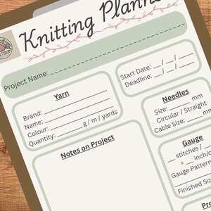 Printable Knitting Planner PDF - Etsy
