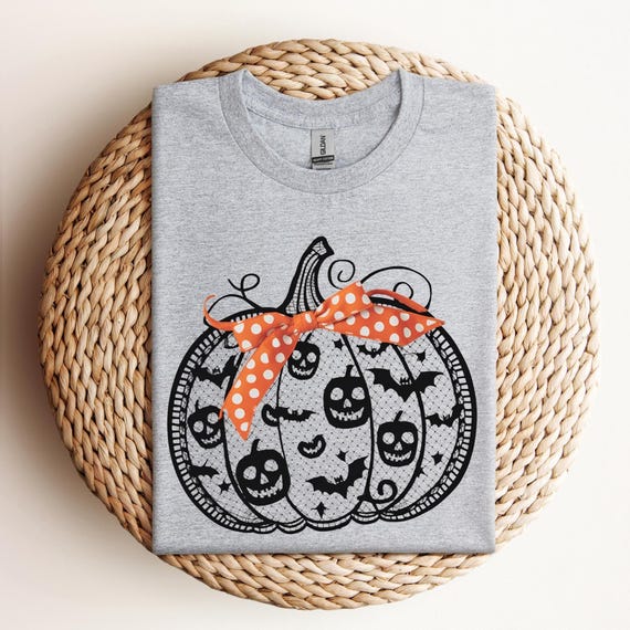 Skull Lace Pumpkin Pumpkin Shirt, Fall Shirt for Her, Cute Fall Shirts, Autumn Shirt for Thanksgiving Shirt, Womens Fall Shirts, D408
