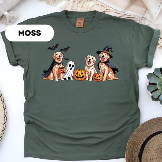 Comfort Colors®, Halloween Golden Retriever Tee, Halloween Dog Tee, Ghost Dog Shirt, Dog Lover Gift,Dog Halloween Shirt,Golden Mama Tee,D351