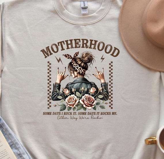 Motherhood Sometimes I Rock It Sometimes It Rocks Me Shirt, Mama Shirt, Mom Shirt, Rocker Mom Gifts, Mother's Day Gift, Gift for Her, D302