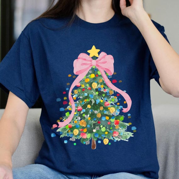 Light up Christmas Tree T-Shirt, Trendy Whimsical Christmas Tree Shirt, Cute Christmas Tree Sweater, Xmas Women Gift, Girly Christmas, D001