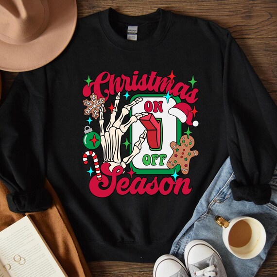 Christmas Season On/Off Shirt, Trendy Christmas Tree Tee, Cute Xmas Retro Sweater, Xmas Women Gift, Xmas Family Matching Tee, D002