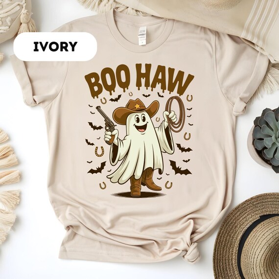 Comfort Colors®, Boo Haw Shirt, Funny Ghost Cowboy Tee, Western Halloween Shirt, Spooky Fall Shirt, Country Girl Gift, D348
