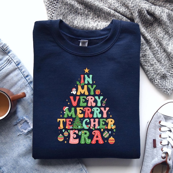 In My Very Merry Teacher Era Shirt, Christmas Teacher Tee, Merry Teacher Shirt, Santa Teaching Christmas Tee, Christmas School Shirt,D120