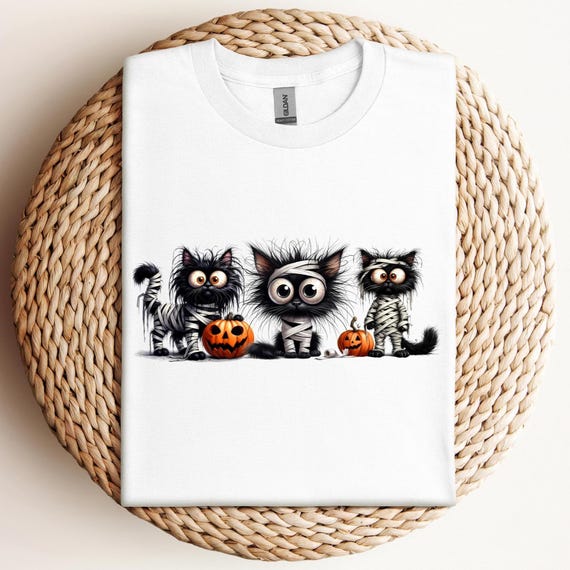 Cat Halloween sweatshirt, ghost cat shirt, Halloween Sweater, Halloween Cat Shirt, Cat Lover Shirt, Black Cat Shirt, Spooky Season,D368