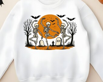 Dancing Skeleton Sweatshirt, Skeleton Halloween Shirt, Womens Halloween Shirt, Halloween Party Shirt, Cute Halloween, Fall Graphic Tee, D320